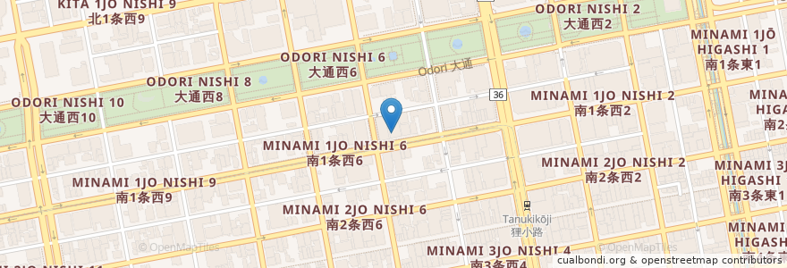 Mapa de ubicacion de REGALO KURA en Japonya, 北海道, 石狩振興局, 札幌市, 中央区.