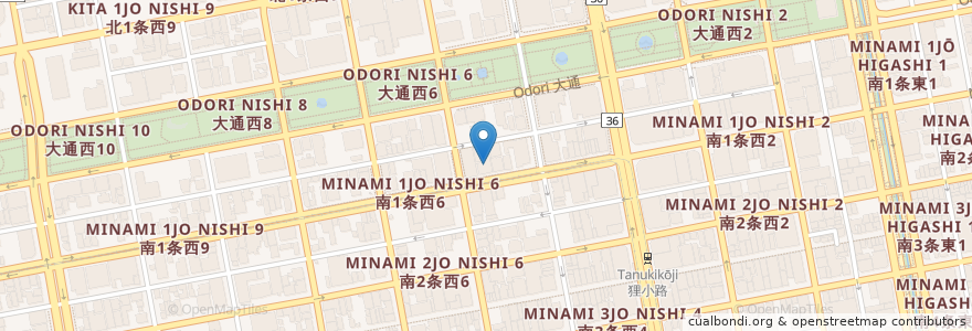 Mapa de ubicacion de 東京トンテキ en Япония, Хоккайдо, Округ Исикари, Саппоро, Тюо.