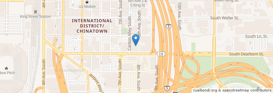Mapa de ubicacion de International District Chinatown Branch en Estados Unidos Da América, Washington, King County, Seattle.