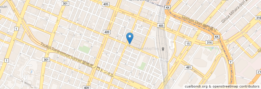 Mapa de ubicacion de 日高屋 en Japón, Tokio, Minato.