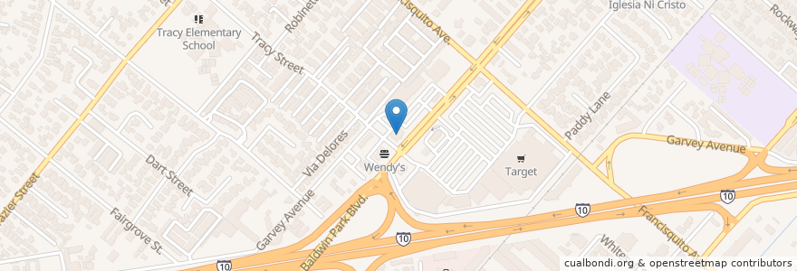 Mapa de ubicacion de IHOP en Stati Uniti D'America, California, Los Angeles County, Baldwin Park.