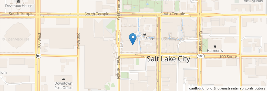 Mapa de ubicacion de Elevations Restaurant en États-Unis D'Amérique, Utah, Salt Lake County, Salt Lake City.