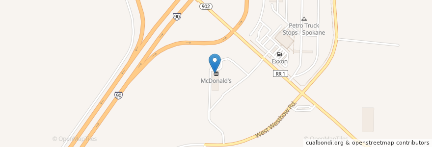 Mapa de ubicacion de McDonald's en アメリカ合衆国, ワシントン州, Spokane County.