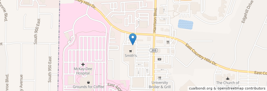 Mapa de ubicacion de Smith's Pharmacy en アメリカ合衆国, ユタ州, Weber County, Ogden.