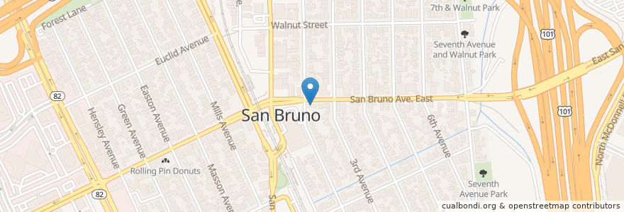 Mapa de ubicacion de Valero en アメリカ合衆国, カリフォルニア州, San Mateo County, San Bruno.