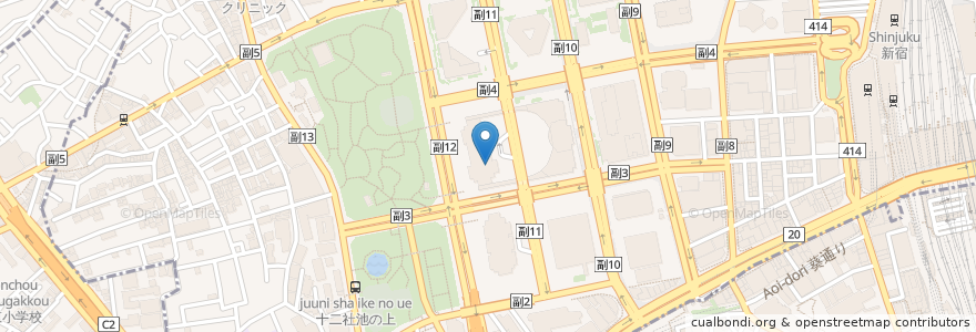 Mapa de ubicacion de Tochō en Japonya, 東京都, 新宿区.
