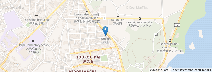 Mapa de ubicacion de アイちゃん en 日本, 茨城県, 東茨城郡, 大洗町.