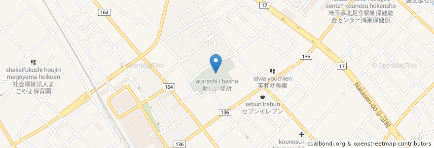 Mapa de ubicacion de 新しい場所 en 日本, 埼玉県, 鴻巣市.