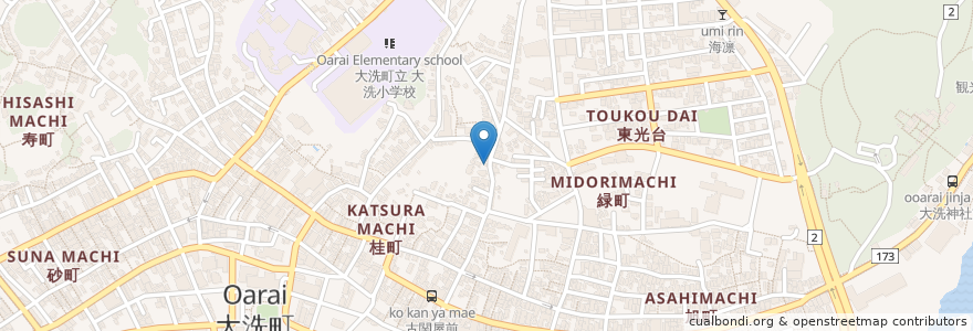 Mapa de ubicacion de 正一稲荷大明神 en Japonya, 茨城県, 東茨城郡, 大洗町.