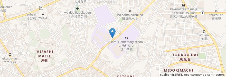 Mapa de ubicacion de 稲荷大明神 en 일본, 이바라키현, 東茨城郡, 大洗町.