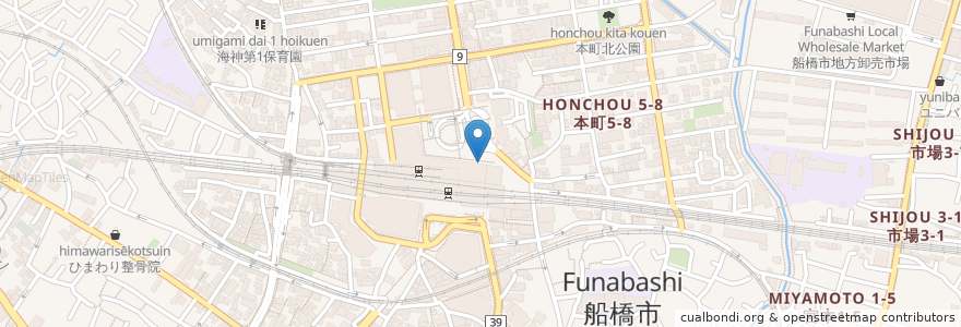 Mapa de ubicacion de 船橋駅北口市民トイレ en اليابان, 千葉県, 船橋市.
