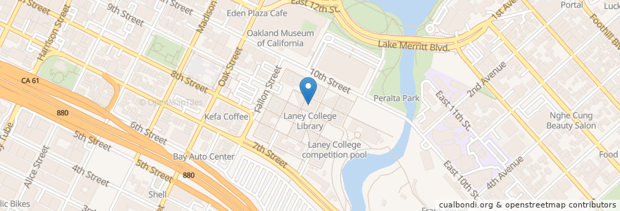 Mapa de ubicacion de Laney College Library en Vereinigte Staaten Von Amerika, Kalifornien, Alameda County, Oakland.