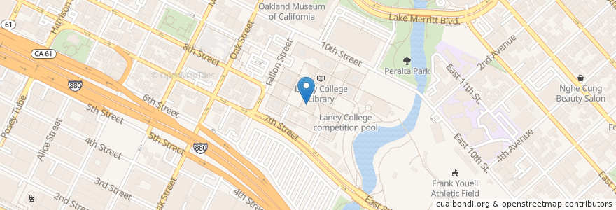 Mapa de ubicacion de Laney College Cafeteria en Estados Unidos Da América, Califórnia, Condado De Alameda, Oakland.