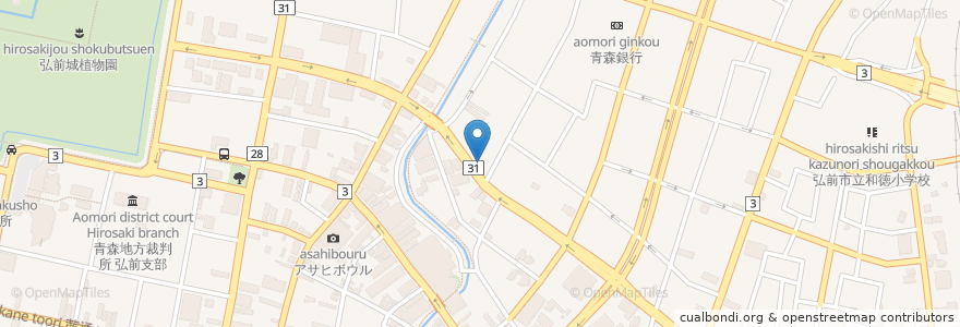 Mapa de ubicacion de 波多野歯科 en Japonya, 青森県, 弘前市.