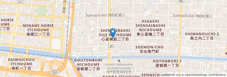 Mapa de ubicacion de Makotoya en Japan, Osaka Prefecture, Osaka, Chuo.