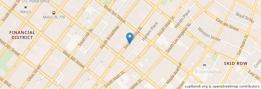 Mapa de ubicacion de Spring St Bar en 美利坚合众国/美利堅合眾國, 加利福尼亚州/加利福尼亞州, 洛杉矶县, 洛杉矶.