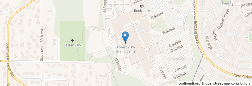 Mapa de ubicacion de Forest View Dining Center en アメリカ合衆国, オレゴン州, Portland, Multnomah County.