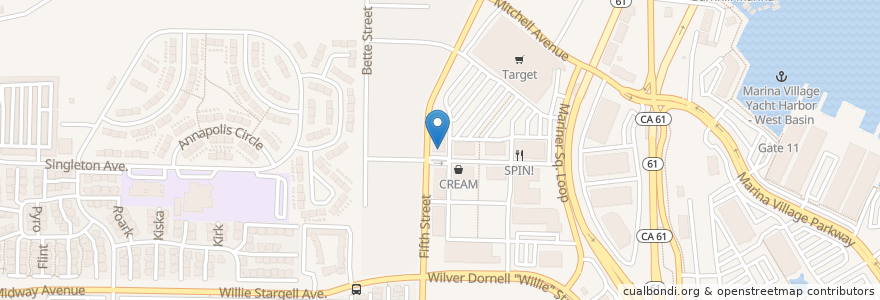 Mapa de ubicacion de Famous Dave's en Stati Uniti D'America, California, Contea Di Alameda, Alameda.