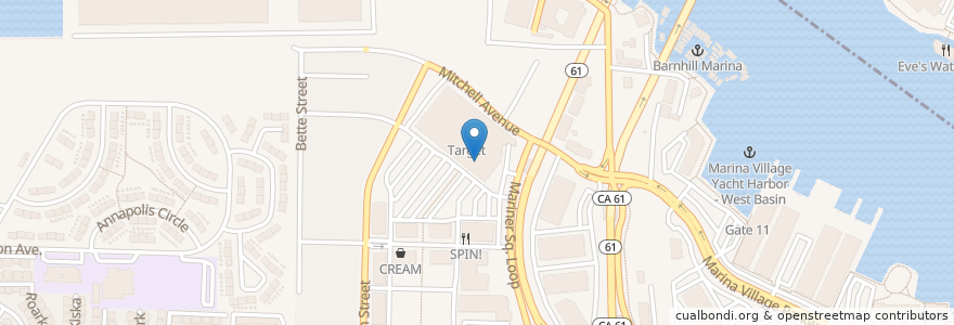 Mapa de ubicacion de Target Pharmacy en États-Unis D'Amérique, Californie, Comté D'Alameda, Alameda.