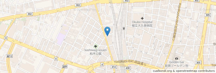 Mapa de ubicacion de 멘야무사시 en 일본, 도쿄도, 신주쿠.