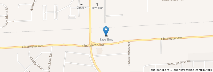 Mapa de ubicacion de Taco Time en 美利坚合众国/美利堅合眾國, 华盛顿州 / 華盛頓州, Benton County, Tri-Cities, Kennewick.