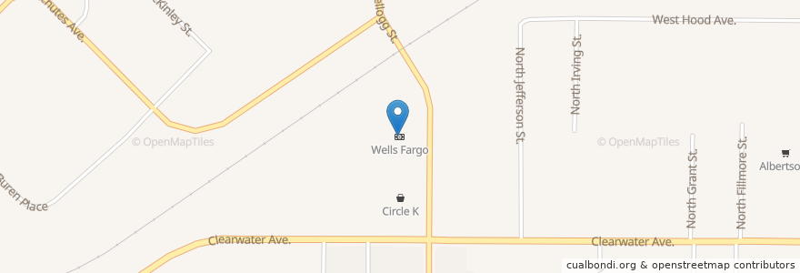 Mapa de ubicacion de Wells Fargo en Verenigde Staten, Washington, Benton County, Tri-Cities, Kennewick.