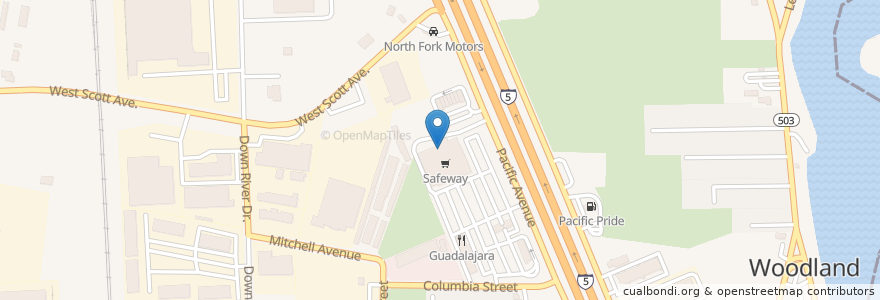 Mapa de ubicacion de Safeway en United States, Washington, Cowlitz County, Woodland.