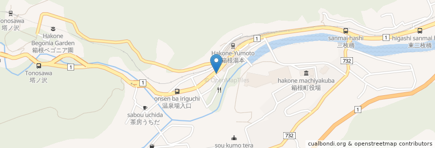 Mapa de ubicacion de デリ＆カフェ みつき en Japonya, 神奈川県, 足柄下郡, 箱根町.