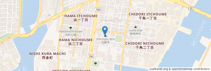 Mapa de ubicacion de 信興寺 en Jepun, 愛知県, 名古屋市, 港区.
