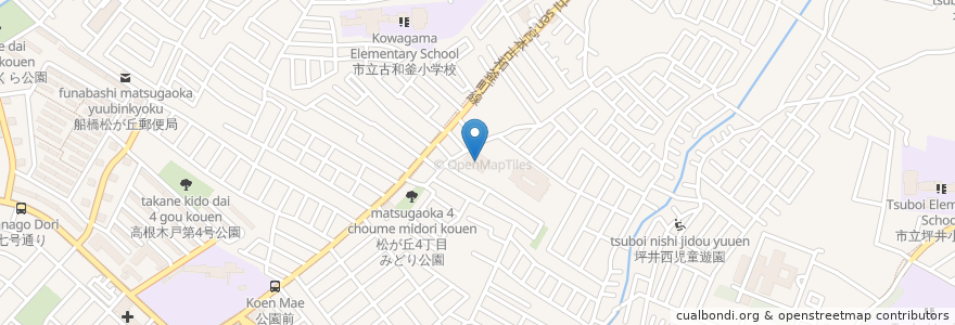 Mapa de ubicacion de 松が丘公民館 en 日本, 千葉県, 船橋市.