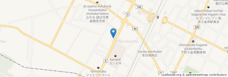 Mapa de ubicacion de 足利小山信用金庫 en Japón, Prefectura De Tochigi, 下野市.