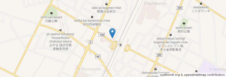 Mapa de ubicacion de JAおやま en Japão, 栃木県, 下野市.