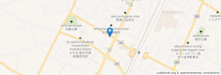 Mapa de ubicacion de Ｃａｆｅ茶豆 en 日本, 栃木県, 下野市.