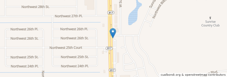 Mapa de ubicacion de The King's Head Pub en 미국, 플로리다주, Broward County, Sunrise.