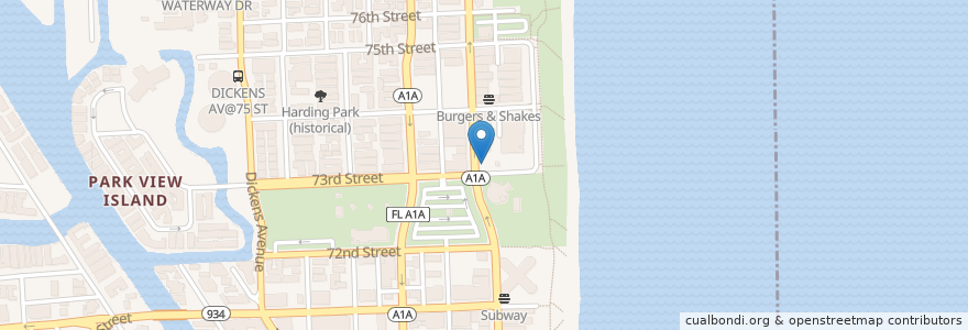 Mapa de ubicacion de Cafe Sazon en 美利坚合众国/美利堅合眾國, 佛罗里达州/佛羅里達州, 迈阿密-戴德县/邁亞美戴德縣/邁阿密-戴德郡, 迈阿密海滩/邁阿密海灘.