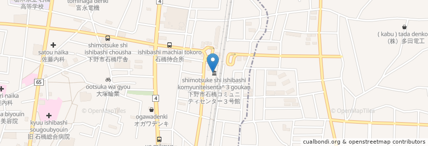 Mapa de ubicacion de 下野市石橋コミュニティセンター３号館 en Japón, Prefectura De Tochigi, 下野市, 上三川町.