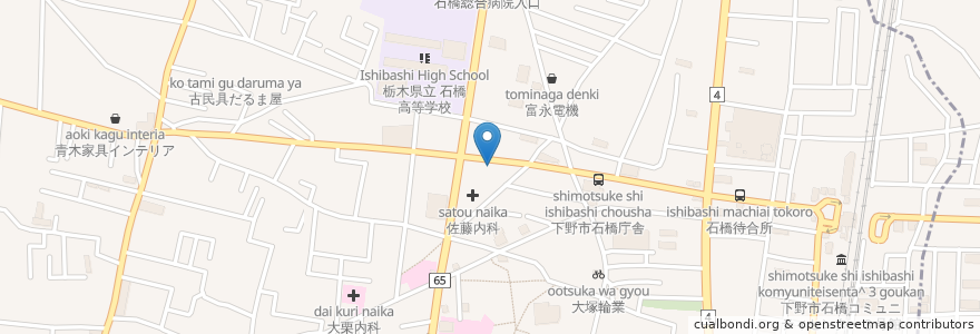 Mapa de ubicacion de 焼肉新羅 en Japão, 栃木県, 下野市.