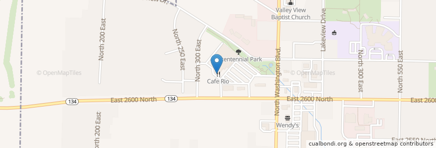 Mapa de ubicacion de Cafe Rio en Verenigde Staten, Utah, Weber County, North Ogden.