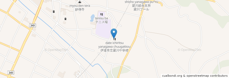 Mapa de ubicacion de 伊達市立梁川中学校 en Япония, Фукусима, Датэ.