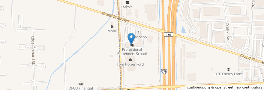 Mapa de ubicacion de Professional Bartenders School en Соединённые Штаты Америки, Мичиган, Oakland County, Farmington Hills.