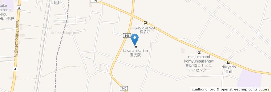 Mapa de ubicacion de 宝光院 en Giappone, Prefettura Di Tochigi, 河内郡, 上三川町.