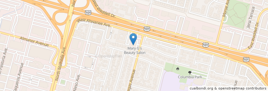 Mapa de ubicacion de Ruby's Taqueria en Estados Unidos Da América, Califórnia, Santa Clara County, Sunnyvale.
