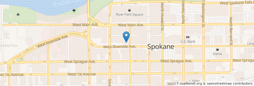 Mapa de ubicacion de Banner Bank en الولايات المتّحدة الأمريكيّة, واشنطن, Spokane County, Spokane.
