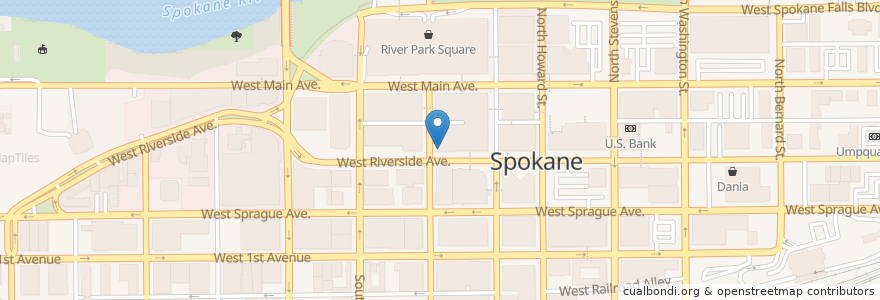 Mapa de ubicacion de GlobalDowntown Home Loan Center en Amerika Syarikat, Washington, Spokane County, Spokane.