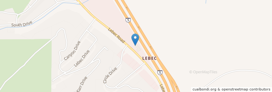 Mapa de ubicacion de Lebec Post Office en الولايات المتّحدة الأمريكيّة, كاليفورنيا, Kern County.