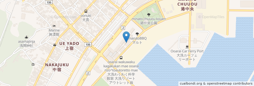 Mapa de ubicacion de MAHALOスタジオ en 일본, 이바라키현, 東茨城郡, 大洗町.