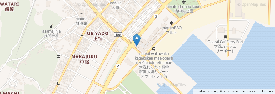 Mapa de ubicacion de サザコーヒー en Japan, 茨城県, 東茨城郡, 大洗町.