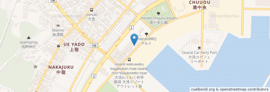 Mapa de ubicacion de メロウ en Japan, Ibaraki Prefecture, Higashiibaraki County, Oarai.