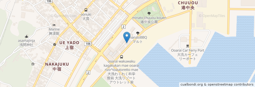 Mapa de ubicacion de 洋食屋　ビアジェ en 일본, 이바라키현, 東茨城郡, 大洗町.