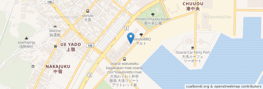 Mapa de ubicacion de 海のおもてなし en ژاپن, 茨城県, 東茨城郡, 大洗町.
